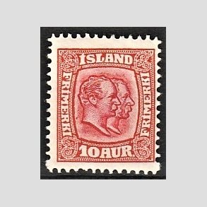 FRIMRKER ISLAND | 1907 - AFA 53 - Chr. IX og Frederik VIII - 10 aur rd tk. 12 3/4 - Ubrugt 