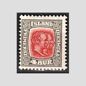 FRIMRKER ISLAND | 1907 - AFA 50 - Chr. IX og Frederik VIII - 4 aur gr/rd tk. 12 3/4 - Ubrugt 