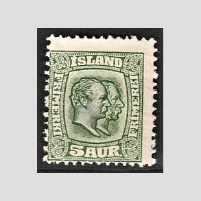 FRIMRKER ISLAND | 1907 - AFA 51 - Chr. IX og Frederik VIII - 5 aur grn tk. 12 3/4 - Ubrugt 