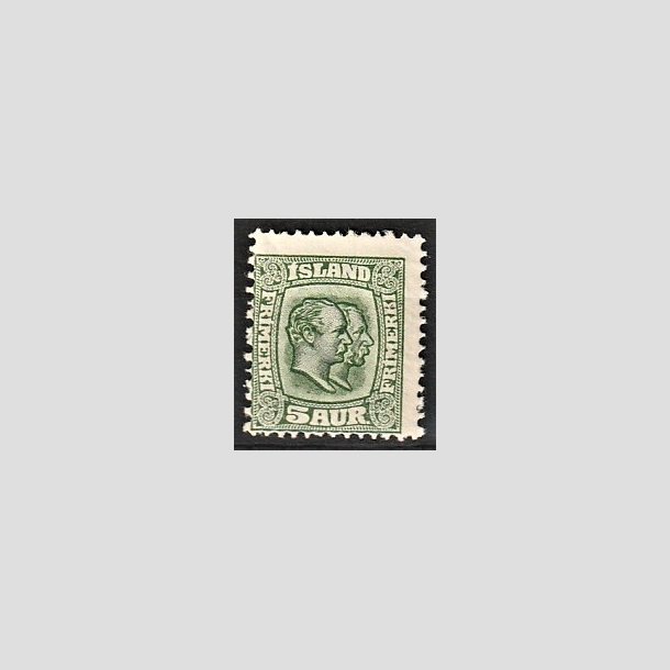 FRIMRKER ISLAND | 1907 - AFA 51 - Chr. IX og Frederik VIII - 5 aur grn tk. 12 3/4 - Ubrugt 