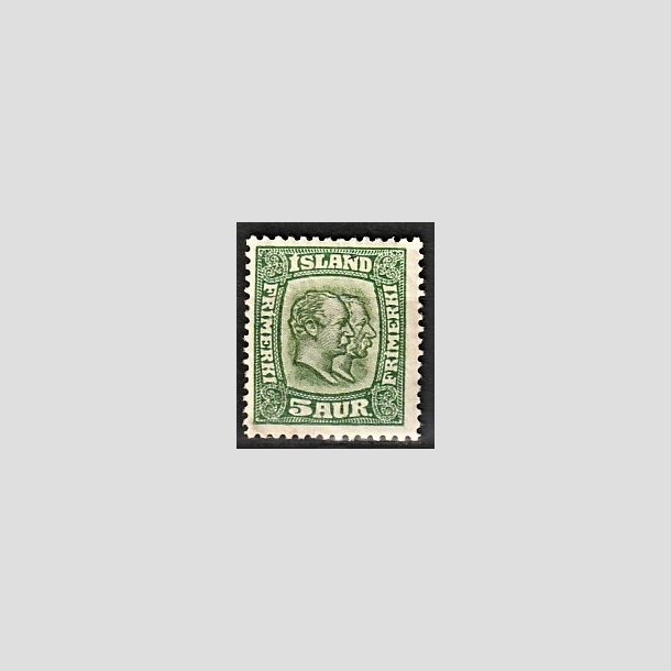 FRIMRKER ISLAND | 1915-18 - AFA 79 - Chr. IX og Frederik VIII - 5 aur grn tk. 14 - Ubrugt 