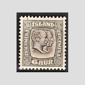 FRIMRKER ISLAND | 1907 - AFA 52 - Chr. IX og Frederik VIII - 6 aur gr tk. 12 3/4 - Ubrugt 