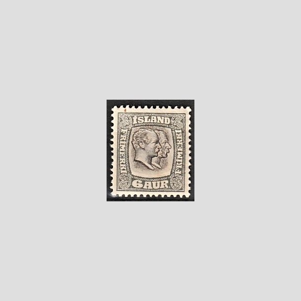 FRIMRKER ISLAND | 1907 - AFA 52 - Chr. IX og Frederik VIII - 6 aur gr tk. 12 3/4 - Ubrugt 