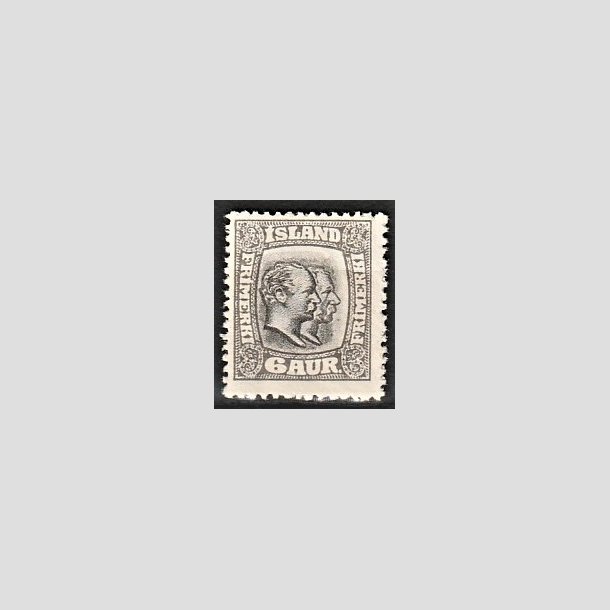 FRIMRKER ISLAND | 1915-18 - AFA 80 - Chr. IX og Frederik VIII - 6 aur gr tk. 14 - Ubrugt 