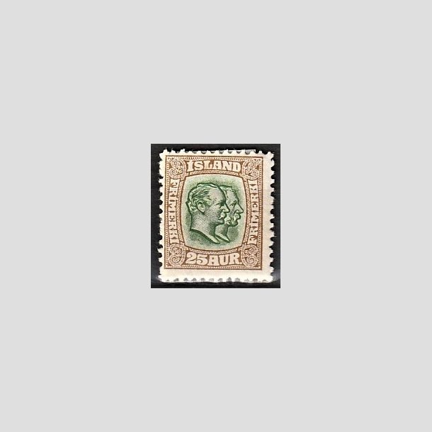 FRIMRKER ISLAND | 1907 - AFA 57 - Chr. IX og Frederik VIII - 25 aur brun/grn tk. 12 3/4 - Ubrugt 