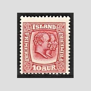 FRIMRKER ISLAND | 1915-18 - AFA 81 - Chr. IX og Frederik VIII - 10 aur rd tk. 14 - Ubrugt 