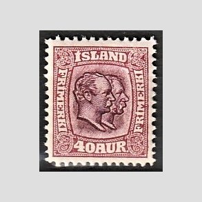 FRIMRKER ISLAND | 1907 - AFA 58 - Chr. IX og Frederik VIII - 40 aur lillard tk. 12 3/4 - Ubrugt 