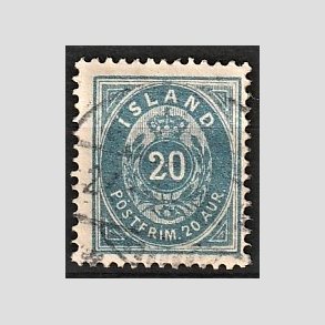 FRIMRKER ISLAND | 1896-97 - AFA 14B - 20 aur bl tk. 12 3/4 - Stemplet