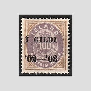 FRIMRKER ISLAND | 1902 - AFA 34 - I GILDI - 100 aur brun/lilla tk. 14 - Ubrugt
