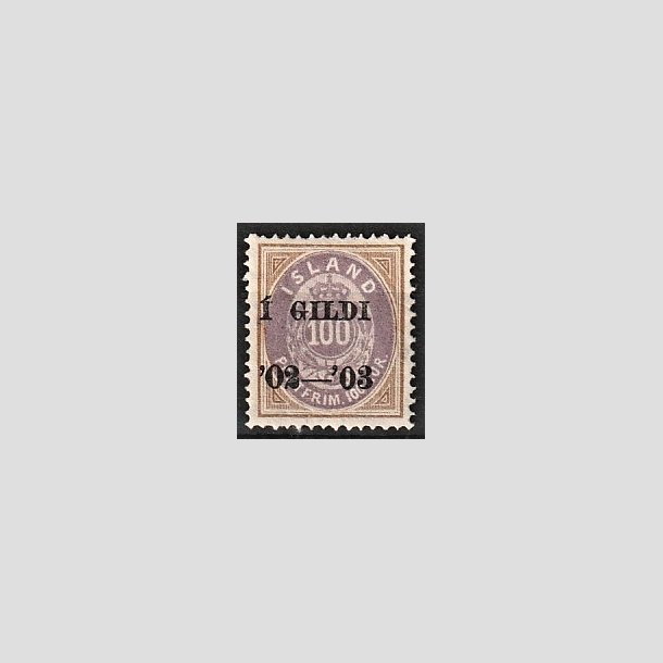 FRIMRKER ISLAND | 1902 - AFA 34 - I GILDI - 100 aur brun/lilla tk. 14 - Ubrugt