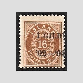 FRIMRKER ISLAND | 1902 - AFA 29B - I GILDI - 16 aur brun tk. 12 3/4 - Ubrugt