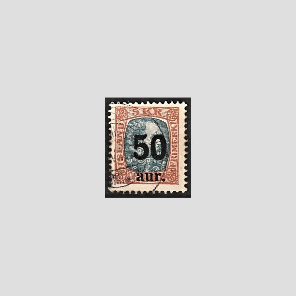 FRIMRKER ISLAND | 1925 - AFA 113 - Provisorier - 50 aur/5 kr. brun/gr - Stemplet