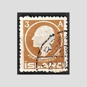 FRIMRKER ISLAND | 1911 - AFA 64 - Jn Sigurdsson - 3 aur gulbrun - Stemplet