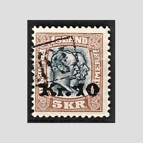 FRIMRKER ISLAND | 1930 - AFA 141 - Provisorier - 10 kr./5 kr. brun/blgrn - Stemplet 