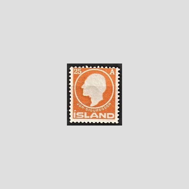 FRIMRKER ISLAND | 1911 - AFA 68 - Jn Sigurdsson - 25 aur orange - Ubrugt