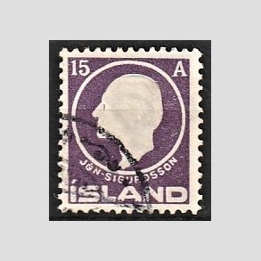 FRIMRKER ISLAND | 1911 - AFA 67 - Jn Sigurdsson - 15 aur violet - Stemplet