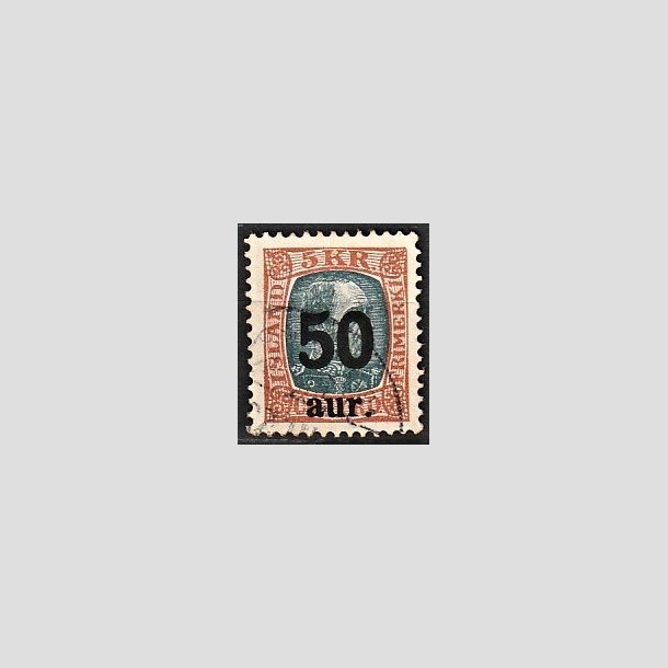 FRIMRKER ISLAND | 1925 - AFA 113 - Provisorier - 50 aur/5 kr. brun/gr - Stemplet