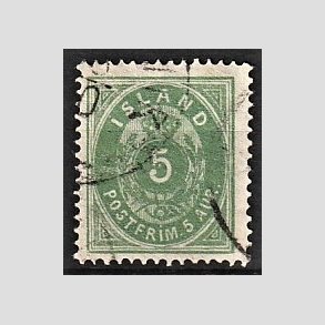 FRIMRKER ISLAND | 1896-97 - AFA 13B - 5 aur grn tk. 12 3/4 - Stemplet