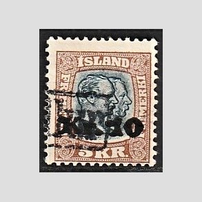 FRIMRKER ISLAND | 1930 - AFA 141 - Provisorier - 10 kr./5 kr. brun/blgrn - Stemplet 
