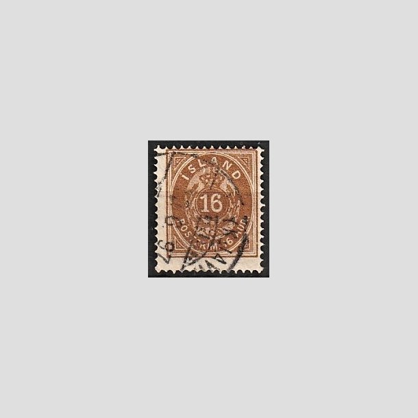 FRIMRKER ISLAND | 1875-76 - AFA 9 - 16 aur brun tk. 14 - Stemplet