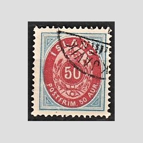 FRIMRKER ISLAND | 1892 - AFA 16A - 50 aur bl/rd tk. 14 - Stemplet
