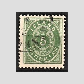 FRIMRKER ISLAND | 1896-97 - AFA 13B - 5 aur grn tk. 12 3/4 - Stemplet