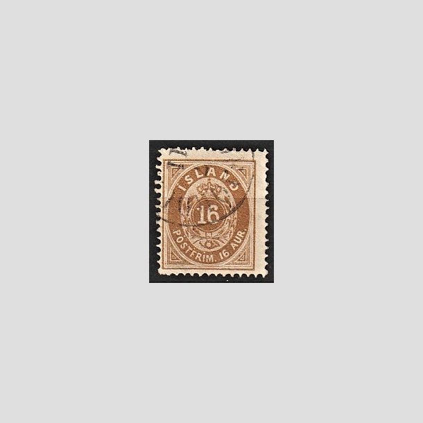 FRIMRKER ISLAND | 1875-76 - AFA 9 - 16 aur brun tk. 14 - Stemplet