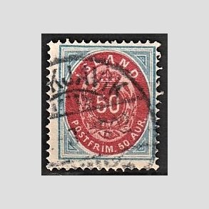 FRIMRKER ISLAND | 1892 - AFA 16A - 50 aur bl/rd tk. 14 - Stemplet