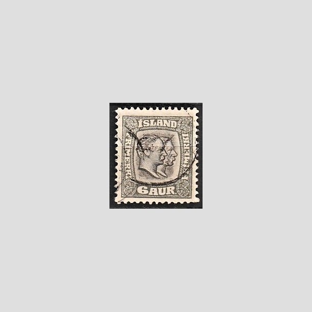 FRIMRKER ISLAND | 1907 - AFA 52 - Chr. IX og Frederik VIII - 6 aur gr tk. 12 3/4 - Stemplet