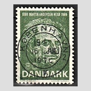 FRIM�RKER DANMARK | 1969 - AFA 485 - Martin Andersen Nex� - 80 �re gr�n - Pragt Stemplet K�benhavn