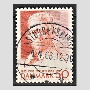 FRIM�RKER DANMARK | 1965 - AFA 435 - Komponist Carl Nielsen - 30 �re oranger�d - Pragt Stemplet