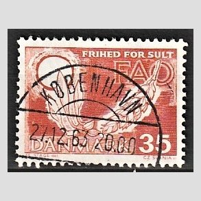 FRIM�RKER DANMARK | 1963 - AFA 412 - FAO anti-hunger - 35 �re brunr�d - Lux Stemplet
