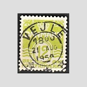 FRIM�RKER DANMARK | 1952-53 - AFA 335 - B�lgelinie 12 �re lysgr�n - Lux Stemplet 