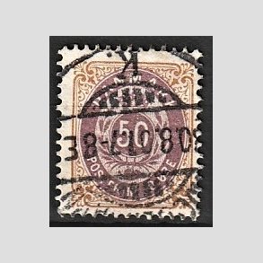 FRIM�RKER DANMARK | 1895 - AFA 30B - 3K - 50 �re brun/lilla - Stemplet