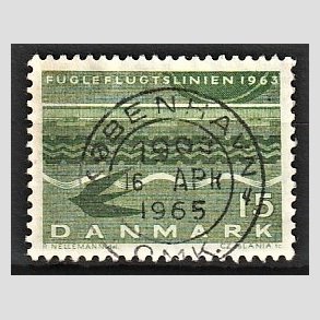 FRIM�RKER DANMARK | 1963 - AFA 416 - Fugleflugtslinien til Tyskland - 15 �re gr�n - Lux Stemplet