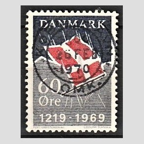 FRIM�RKER DANMARK | 1969 - AFA 484 - Dannebrog 750 �r. - 60 �re m�rkbl�/gr�/r�d - Pragt Stemplet