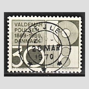 FRIM�RKER DANMARK | 1969 - AFA 490 - Valdemar Poulsen - 30 �re olivgr�n - Pragt Stemplet Vejle