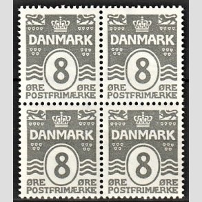 FRIMRKER DANMARK | 1921-22 - AFA 123 - Blgelinie 8 re gr i Fire-blok - Postfrisk