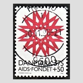 FRIMRKER DANMARK | 1996 - AFA 1130 - AIDS-Fondet - 3,75 Kr. + 50 re rd/sort - Pragt Stemplet