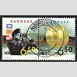 FRIM�RKER DANMARK | 1998 - AFA 1181,1182 - 28 maj S�fart - 6,50 + 6,50 Kr. par flerfarvet - Lux Stemplet N�rresundby