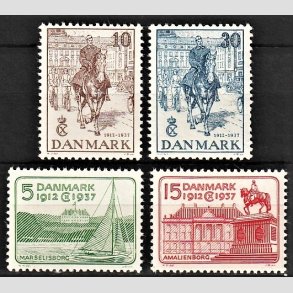 FRIMRKER DANMARK | 1937 - AFA 239-242 - Chr. X 25 rs jubilum komplet st - Postfrisk