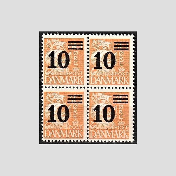 FRIMRKER DANMARK | 1934 - AFA 222 - 10/30 re orangegul provisorier i Fire-blok - Postfrisk