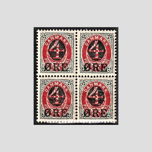 FRIMRKER DANMARK | 1904 - AFA 40 - 4/8 re gr/rd provisorier i Fire-blok - Postfrisk