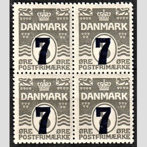 FRIMRKER DANMARK | 1926 - AFA 157 - 7/8 re gr provisorier i Fire-blok - Postfrisk