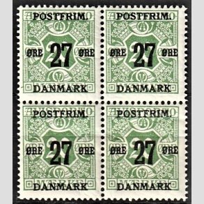 FRIMRKER DANMARK | 1918 - AFA 90 - 27 re/20 re grn i 4-blok - Postfrisk