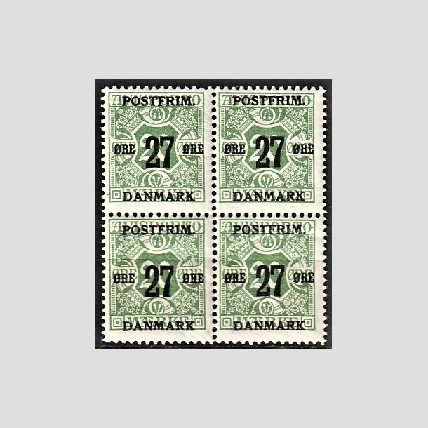 FRIMRKER DANMARK | 1918 - AFA 90 - 27 re/20 re grn i 4-blok - Postfrisk