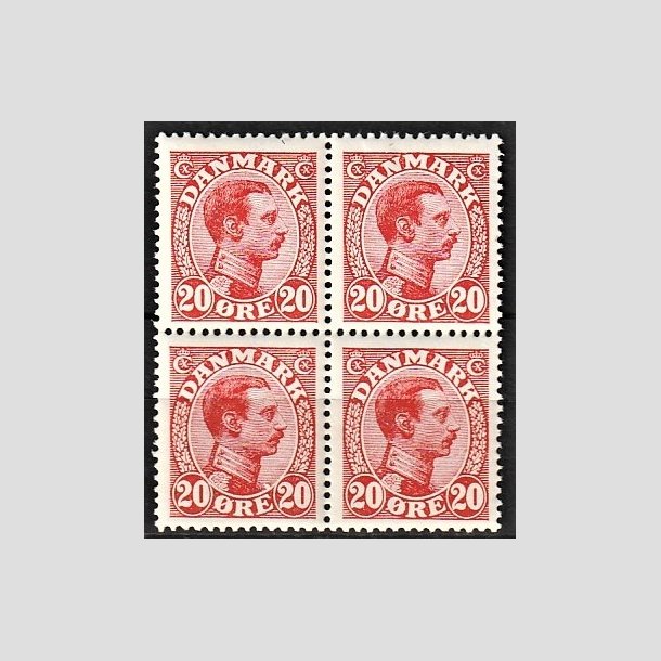 FRIMRKER DANMARK | 1925-26 - AFA 147 - Chr. X 20 re rd i 4-blok - Postfrisk