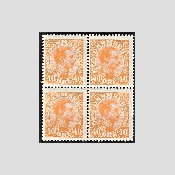 FRIMRKER DANMARK | 1925-26 - AFA 150 - Chr. X 40 re orange i 4-blok - Postfrisk