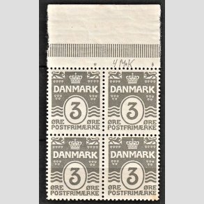 FRIMRKER DANMARK | 1913-14 - AFA 79 - Blgelinie 3 re gr i 4-blok - Postfrisk