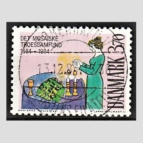 FRIM�RKER DANMARK | 1984 - AFA 815 - Ludvig Holberg - 3,70 Kr. flerfarvet - Pragt Stemplet